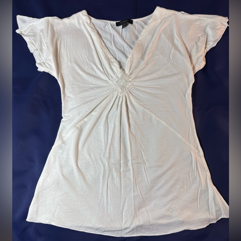 Express Cream Women's Blouse with Embellished Detail
